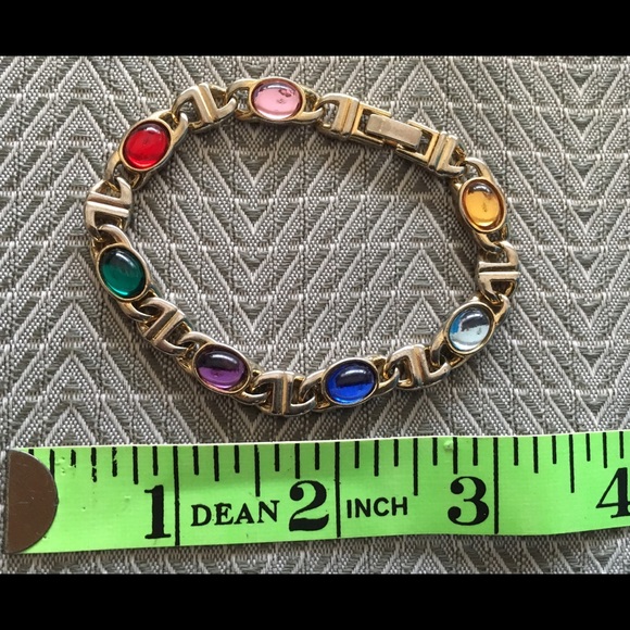 Tennis Bracelet with red green stones multi color bracelet - Picture 6 of 7