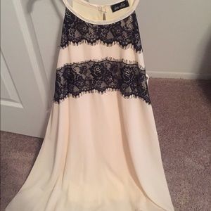 Dee Elle cream and black lace dress