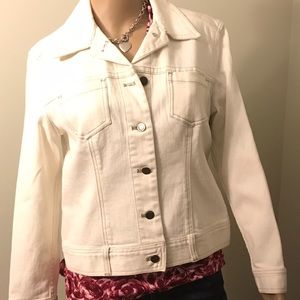 J Jill Cream Color Denim Jacket 