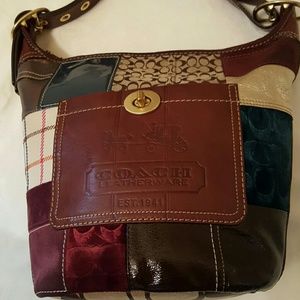 Authentic Coach Holiday Patchwork Duffle #11356