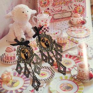 Betsy Johnson chandelier  cat earrings