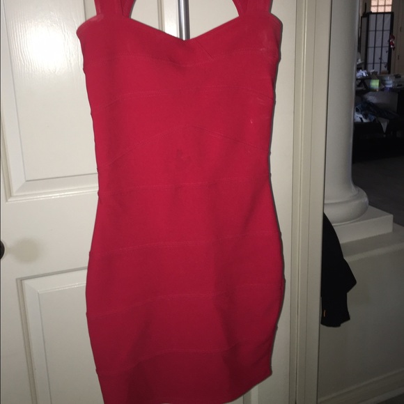 Hot Red Body Con Mini Dress - Picture 2 of 4