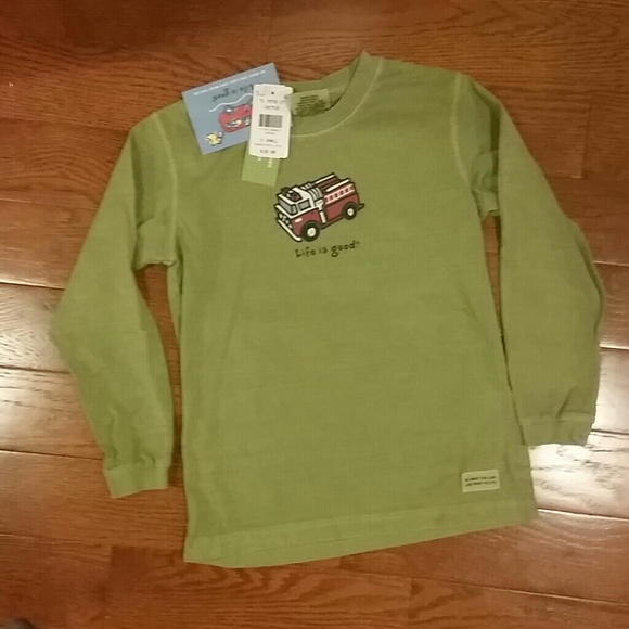 Life is good toddler size long sleeve fire truck t