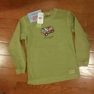 Life is good toddler size long sleeve fire truck t