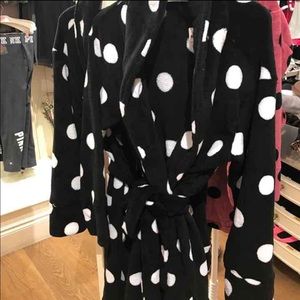 NEW VS PINK polka dots black Robe XS/S