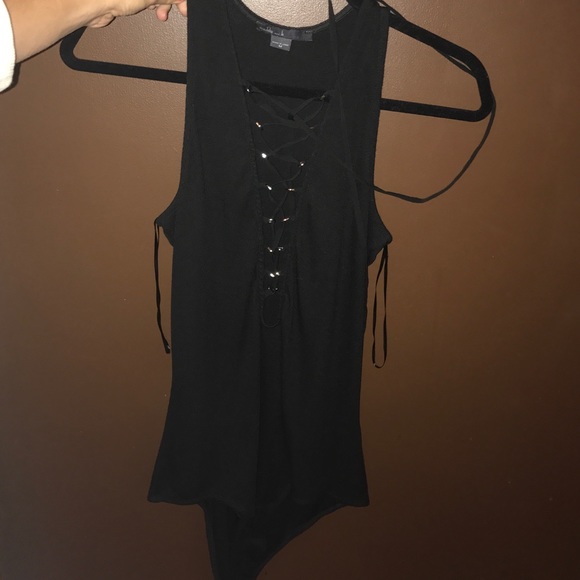 Ribbed laceup bodysuit - never worn
