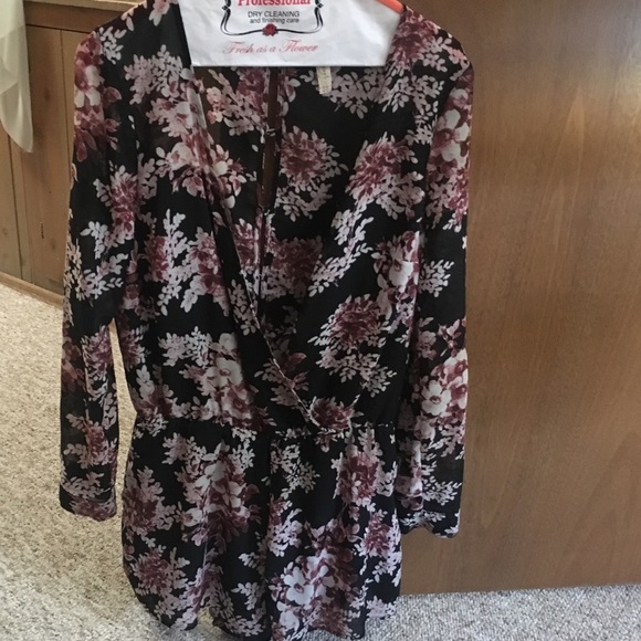 Free People Floral Long Sleeve Romper - Small