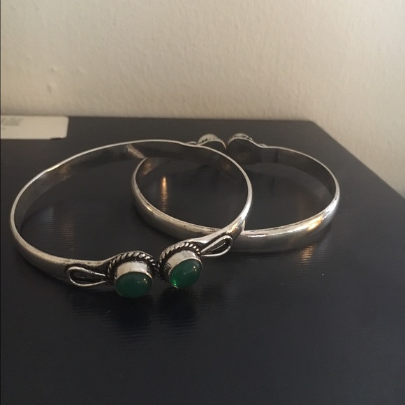 Onyx stone cuff silver look cuff