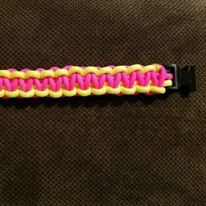 Pink/yellow paracord bracelet