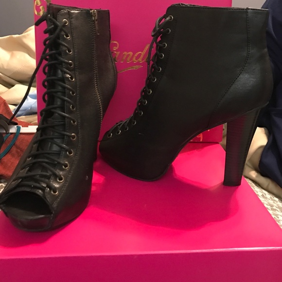 Size 10 Black Booties With Open Toe. - image 2