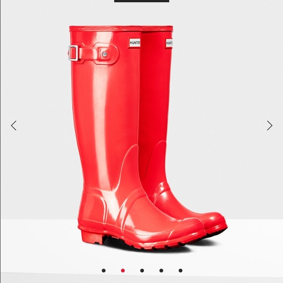 Bright coral pink Hunter Rainboots