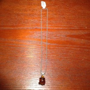 Dotted Chain Necklace With Glass Turtle Charm