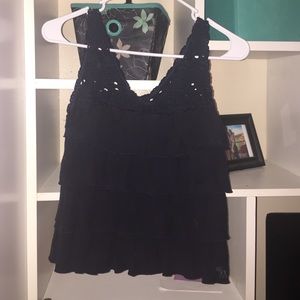 Abercrombie navy blue ruffle tank w/ lace straps