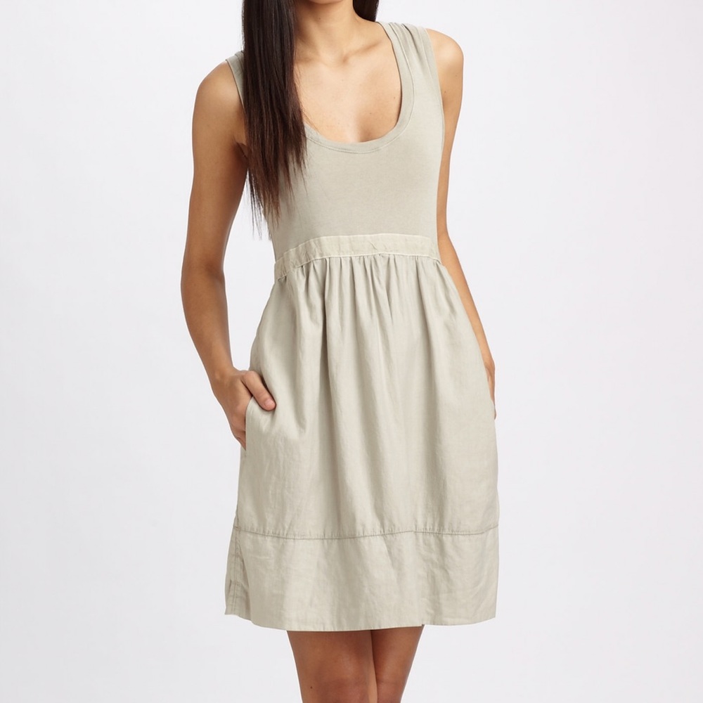 James Perse white cotton racer back dress