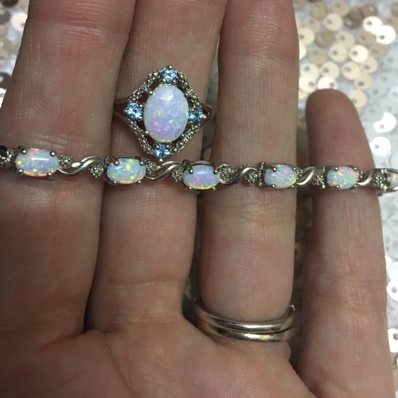 Opal ring and bracelet set