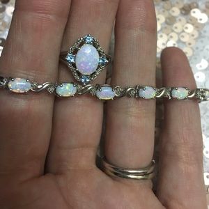 Opal ring and bracelet set