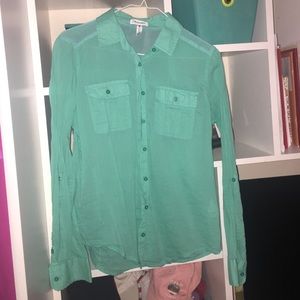 Button up sheer teal shirt. Never worn