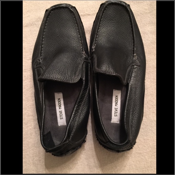 Steve Madden, black leather loafers.