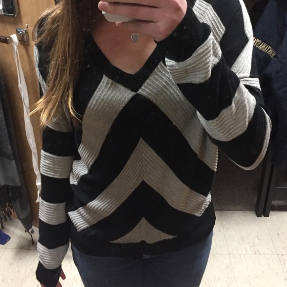 Gorgeous black and light gray striped sweater