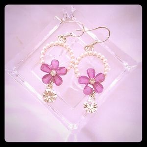 Romantic flower crystal earrings