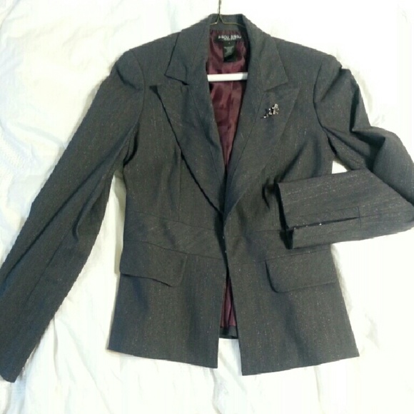Charcoal grey stretch blazer -very flattering!