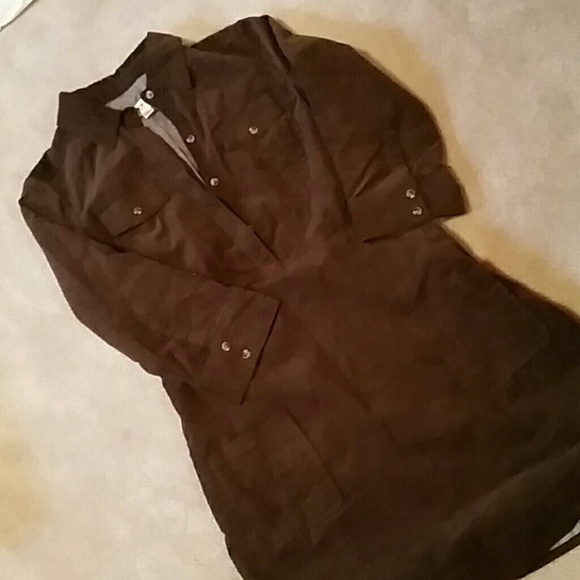 Brown corduroy shirt dress, lined