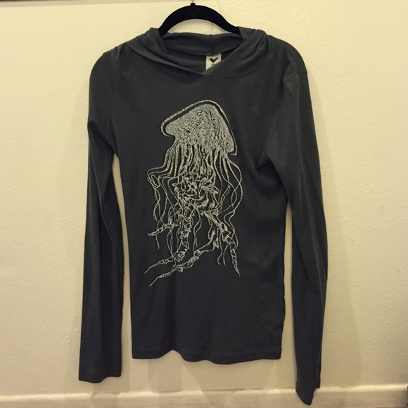 Jellyfish long sleeve hooded shirt