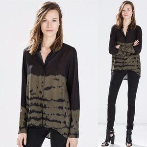 Zara Tie Dye Olive & Black Top