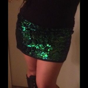 Green Sequin Skirt