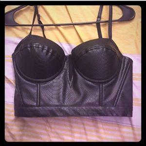 Leather Snake Skin Crop Bustier