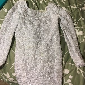 White shimmer open backs dress size large