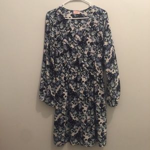 Long Sleeve Floral Wrap Dress