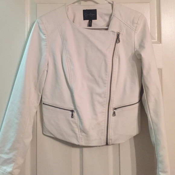 Jessica Simpson White Leather Jacket