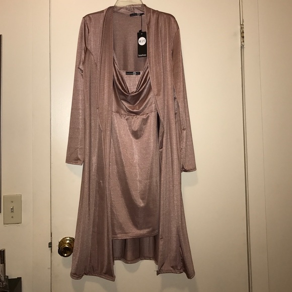 Slinky mini dress with matching duster