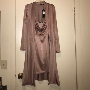 Slinky mini dress with matching duster