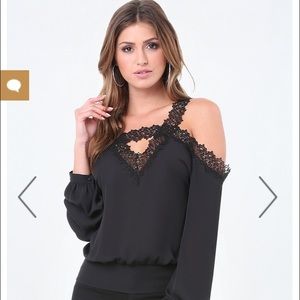 Bebe black cold shoulder top