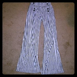 Striped pants with sailor buttons