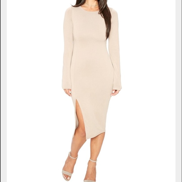 I'M ALL IN MIDI TAUPE DRESS SIZE MEDIUM