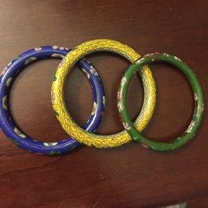 Vintage cloisonné bracelets