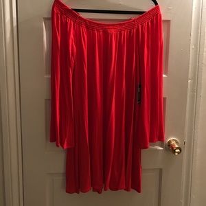 Bright orange off the shoulder dress Sz large