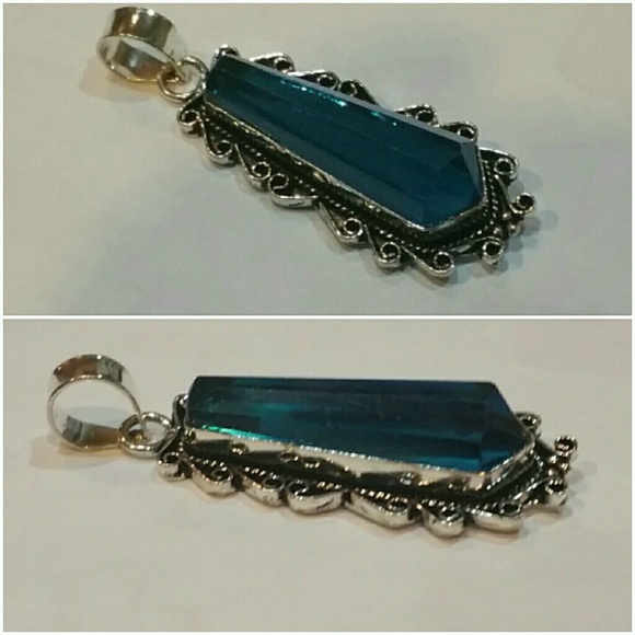 Genuine Blue Topaz Pendant - Picture 3 of 5