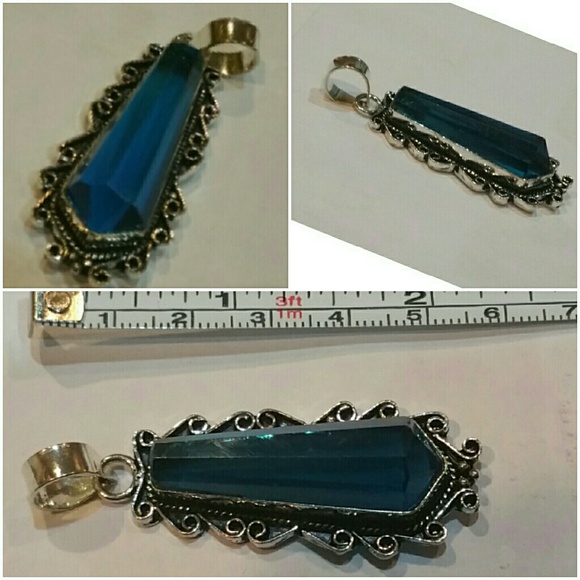 Genuine Blue Topaz Pendant - Picture 4 of 5