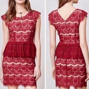 Anthropologie Maeve Cap Sleeve Peplum Lace Dress
