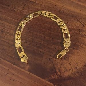 14k Yellow GP SterlingSilver Figaro Chain Bracelet