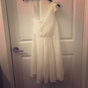 Cream one shoulder silk dress