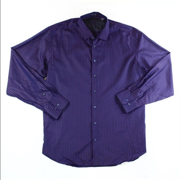 NWT Bugatchi Uomo 2XL purple stripes MEN's shirt