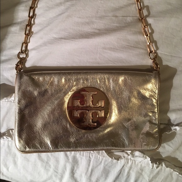 Tory Burch Metallic Reva Clutch