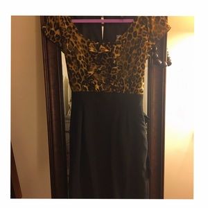 Leopard top color block dress