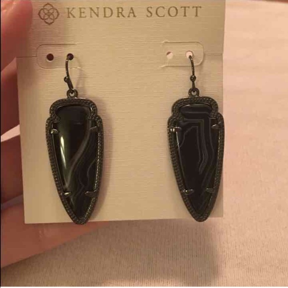 Kendra Scott Blk Banded Agate Sky Earrings
