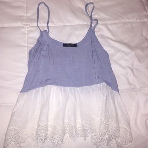 Denim and lace baby doll shirt
